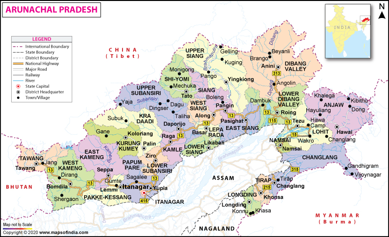 Arunachala Pradesh location Map